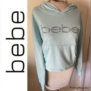 BEBE Sport Pullover Cropped Hoodie (BEBE Logo) -S-